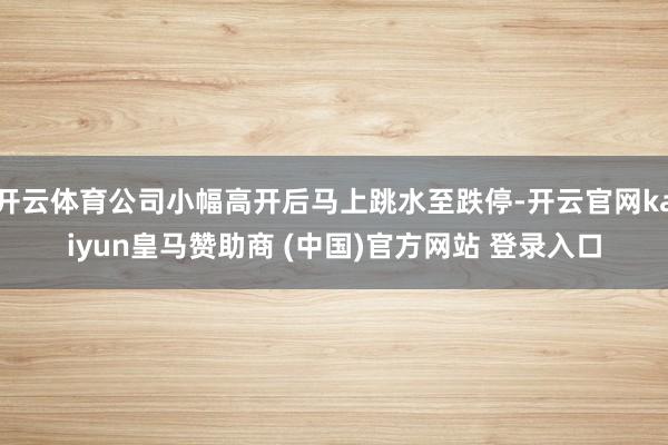 开云体育公司小幅高开后马上跳水至跌停-开云官网kaiyun皇马赞助商 (中国)官方网站 登录入口