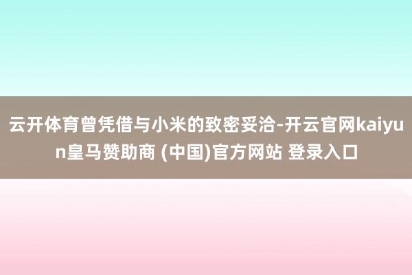 云开体育曾凭借与小米的致密妥洽-开云官网kaiyun皇马赞助商 (中国)官方网站 登录入口